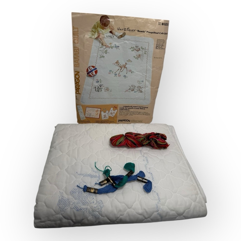 Vintage 1970s OPEN‎ Paragon Disney Bambi 0522Q Baby Crib Quilt Cross Stitch Kit